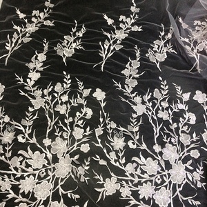 Última flor bordada nupcial boda encaje vestido tela hecha a mano LT20892 - Product Image 4