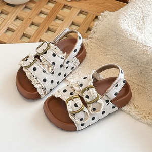 <span class=keywords><strong>Sandales</strong></span> antidérapantes pour filles et enfants, avec boucle réglable, à pois, avec garniture en dentelle, pour la plage, usage quotidien décontracté - Product Image 3