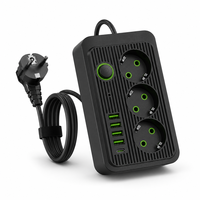 Stop Kontak Ekstensi 3 Jalur EU dengan Logo Kustom Grosir, 4 Port USB, Pengisi Daya Cepat 10A, Kuningan Tembaga, untuk Rumah, Kantor, dan Gaming