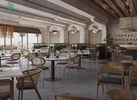 Café unique Bar Design Mobilier de sièges de café Table de bar et chaises en rotin sur mesure Canapé lounge Cabine