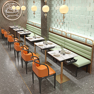Ensemble de mobilier haut de gamme de luxe léger pour restaurant : banquette rembourrée et table à manger avec tiroirs, idéal pour les chaînes hôtelières - Product Image 3