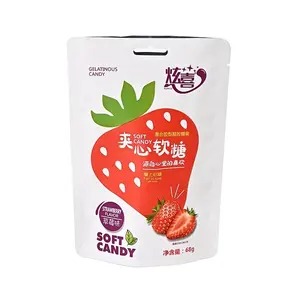 Thấp hơn moq tùy chỉnh in logo nhôm lá nhựa dây kéo dâu tây Gummies bao bì Mylar túi cho Gummy