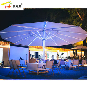 Parasol de terrasse électrique LED sur mesure de grande taille en aluminium avec télécommande pour restaurant, plage, café en plein air - Product Image 4