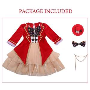 Disfraz de Halloween de Mad Hatter para niñas, vestido de fiesta de té de Alicia de cuento de hadas, vestido de graduación con clips de sombrero, vestido de juego de rol - Product Image 6