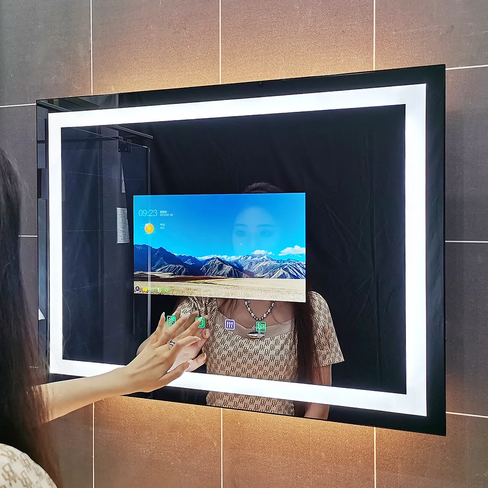 2022 חדש במגמת אמבטיה קיר רכוב מסך מגע דימר defogger טלוויזיה קסם חכם WIFI אנדרואיד מראה