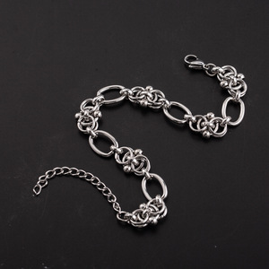 Pulsera de Cadena de Acero Inoxidable Estilo Motociclista Hip Hop Europeo Americano, Joyería Geométrica de Eslabones Ovalados para Hombre - Product Image 3