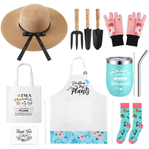 Ensemble de <span class=keywords><strong>jardinage</strong></span> pour femmes de 10 pièces avec outils de plantation, chapeau de paille, tablier floral, gants, panier-cadeau et accessoires d'aspiration - Product Image 6