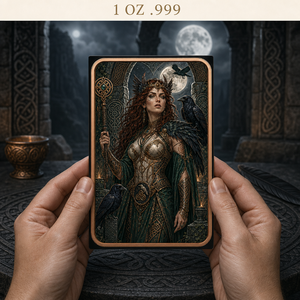 Barre de cuivre fin 0,999 Raven Queen 1 oz - <span class=keywords><strong>Lingot</strong></span> de <span class=keywords><strong>d</strong></span>éesse celtique de collection - <span class=keywords><strong>Lingot</strong></span> <span class=keywords><strong>d</strong></span>'art fantaisie Tarot pour cadeau et <span class=keywords><strong>d</strong></span>écoration - Product Image 3