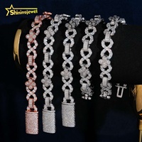 Nouveau Design Luxe Mode Argent 925 Hip Hop Trèfle 10mm Moissanite Chaîne Cubaine Collier Infini
