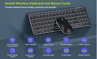 Clavier et souris sans fil rétroéclairés JOMAA, combo rechargeable 2.4G USB, clavier et souris sans fil illuminés, clavier pleine taille