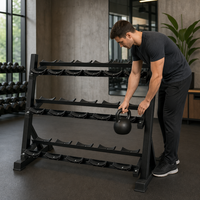 Support pliable en métal pour haltères, cadre en acier pour usage domestique, grand support de rangement multifonctionnel pour haltères et kettlebells, trois niveaux