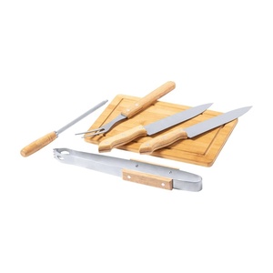 Accesorios de Barbacoa Premium para Acampar al Aire Libre, Juego de Utensilios de Cocina de 6 Piezas de Acero Inoxidable con Tabla de Cortar de Madera - Product Image 4