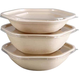 Tazón Redondo Desechable de Pulpa para Ensalada con Tapa, Caja Ligera para Comida para Llevar - Product Image 3