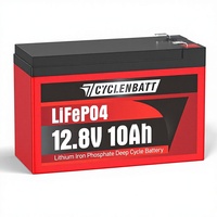 Batterie au lithium LiFePO4 12V 10Ah pour stocks américains, 5000+ cycles, BMS 10A intégré, pour sondeur de pêche, applications marines, énergie solaire, véhicules, onduleurs, radio amateur