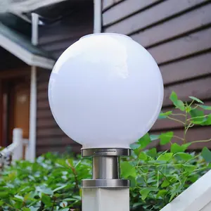 LED Round Ball Solar Post Lamp Outdoor IP65 Waterproof Column Head Light For Garden Villa Pillar Garden Fence LED Solar Light