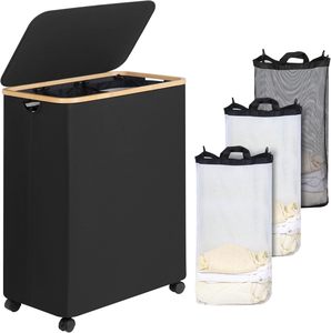 Cesto de ropa plegable rectangular moderno, bolsas extraíbles, organizador de cesta de ropa plegable, dormitorio, baño, manejo sucio - Product Image 3