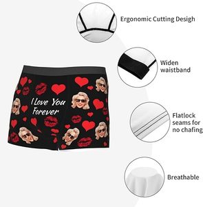 Calzoncillos <span class=keywords><strong>para</strong></span> Hombre con Foto Personalizada Impresa Digitalmente, Diseño Romántico, Antibacterianos, Transpirables, Tejido de Poliéster Ecológico, Regalo de <span class=keywords><strong>San</strong></span> Valentín - Product Image 5