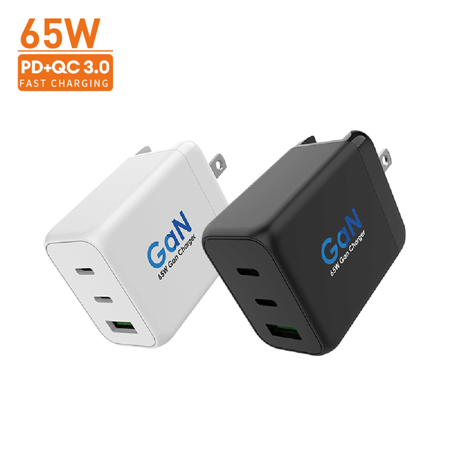 GaN USB-C Wall Charger 65W 3A 3 Port Multi-Port Travel Charger Quick Charging PD Charger for Mobile Phone for MacBook