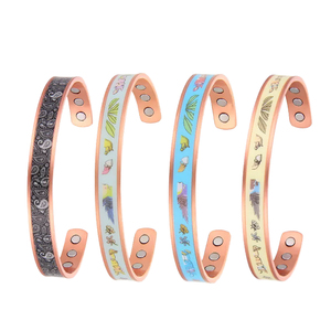 BioMagnetic Jewelry Fashion Pure <b>Copper</b> Flower Cuff Magnetic Couple <b>Bracelet</b> Health Therapy for Women 17.5cm Length Anniversary - Product Image 1