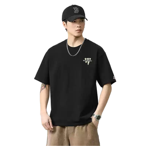 Camiseta informal de manga corta ajustada de verano para hombre, camisa básica versátil con estampado de diseño de punto de color sólido de fibra de algodón/Bambú - Product Image 1