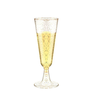 Copas de Champán de Plástico Texturizado Dorado Irrompibles, Copas de Vino Desechables Desmontables para Brindis en Bodas y Fiestas - Product Image 3