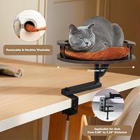 Rotation 60 ° et hauteur réglable jusqu'à 45LBS Lit de bureau pour chat Perchoir pour animaux de compagnie pour bureaux avec coussin lavable