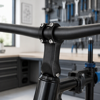 Stem Sepeda Double Head S-AL-012 Forged Black Anodized, Dua Baut, Model Slotted Riser Clamp