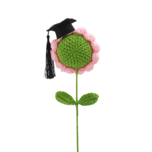 Cross-border best-selling finished handmade <b>crochet</b> sunflower graduation gift <b>set</b> for couples, sunflower yarn dolls. - Product Image 3