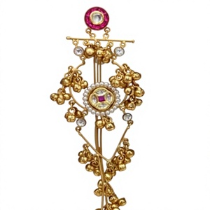 Pendientes colgantes de moissanita chapados en oro de latón de primera calidad, elegantes y de alta calidad, para mujer, colección para bodas. - Product Image 2