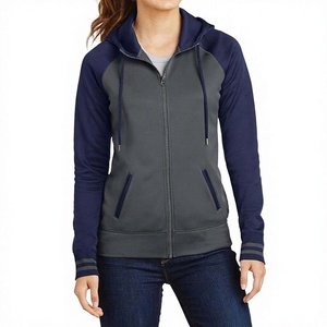 Wholesale Women's Winter Hooded Fleece Zipper-Up Quick Dry Breathable Solid Front Logo <b>Gym</b> <b>Sweatshirt</b> - Product Image 1