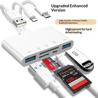 Adaptador USB OTG Multifuncional 5 en 1, Plug and Play, USB C y USB A, Lector de Tarjetas de Memoria SD Todo en Uno para iPhone