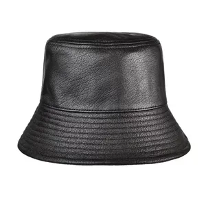 Wholesale sheepskin bucket hat soft sheepskin basin hat autumn and winter casual sun leather hat
