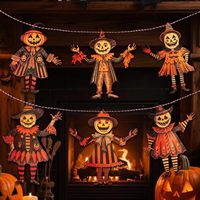Ensemble décoratif vintage d'Halloween en bois imprimé haute définition, inaltérable, avec corde de chanvre pour la mise en scène sur le thème de l'automne