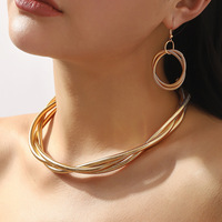 Boucles d'oreilles torsadées multi-couches en trois lignes, style européen et américain, motif os de serpent, pour femme, au design audacieux