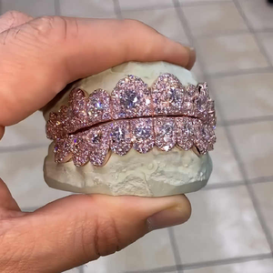 Mặt răng mạ vàng Hip Hop thời thượng, đá Moissanite hoàn hảo, đá lớn VVS, 8 răng trên 8 răng dưới, kiểu đá lấp lánh - Product Image 2