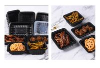 Conteneur de stockage alimentaire en PP noir robuste, résistant au congélateur pour fruits de mer, viande, plats préparés