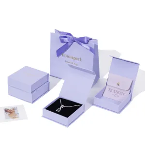 Scatola regalo di carta magnetica di colore viola 2024 scatole di orecchini e imballaggi Eco- friendly scatola di gioielli in cartone