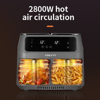 Ménage 8L Écran Tactile Double Air Friteuse Électrique Friteuse Four Smart Air Friteuses Avec 2 Paniers Indépendants