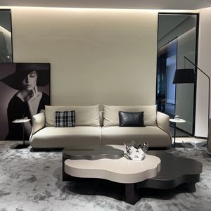 Ensemble de canapés modulaires de luxe en cuir blanc de haute qualité, design original, pour villa, collection Cloud - Product Image 1