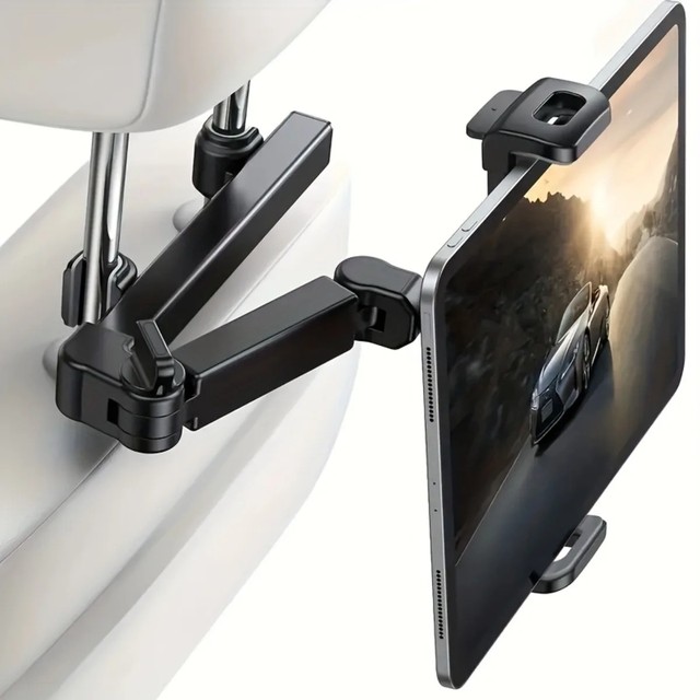 3in1 Car Headrest Tablet Holder iPad Compatible Flexible Adjustable Back Seat Mount Road Trip Essentials Accessories