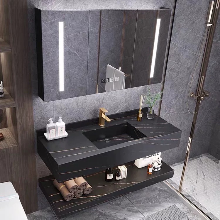 Luxury Modern for Bathroom Vanity Cabinet Set Wall Hanging Smart Mirror and Water-Resistant Basin for Modern Bath Furniture