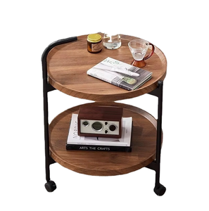 <b>Small</b> Modern Wooden Coffee <b>Table</b> <b>Round</b> Pedestal for Bedroom and Living Room Furniture - Product Image 1