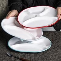 Assiette en plastique ovale à quatre compartiments, moderne et simple, pour restaurant de restauration rapide, cantine scolaire