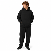 Sweat-shirt unisexe à capuche délavé noir vintage coupe oversize en coton épais style streetwear