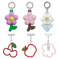 Breloque de téléphone Y2K tendance mignonne en caoutchouc avec mousqueton, perles alphabet DIY, fleur, cœur, étoile, imprimé UV, anti-perte