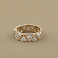 Good Century 14K Gold Dreieckig Geschliffener Labor-Diamant Eternity-Ring Geometrischer Art Deco Breiter Statement-Modeschmuck Ring