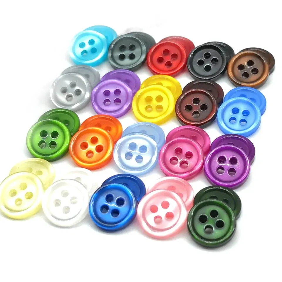 Wholesale Customized Full Size Colorful Transparent Jacket Buttons Sewing Plastic 4-holes Buttons Shirt Coat Resin Buttons