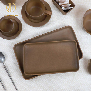 Vente chaude carré mat brun vaisselle en céramique 10/12 pouces Sushi Dessert <span class=keywords><strong>assiette</strong></span> de Service alimentaire pour hôtel Restaurant vaisselle - Product Image 2