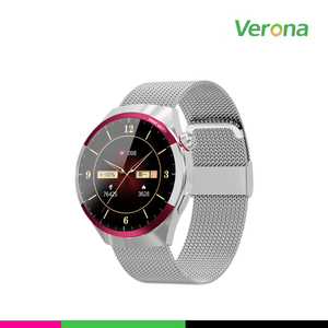 Montre connectée haut de gamme avec <span class=keywords><strong>lunette</strong></span> rouge, bracelet en maille d'acier inoxydable, écran TFT, étanche IP67, cadran analogique classique pour le bureau et les affaires - Product Image 2