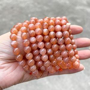 Pulsera de Piedra Redonda de Piedra Solar Naranja 7A, Piedra Lunar Melocotón, Promueve la Vitalidad, la Positividad y la Creatividad, Pulsera de Piedras Preciosas para Mujer - Product Image 4